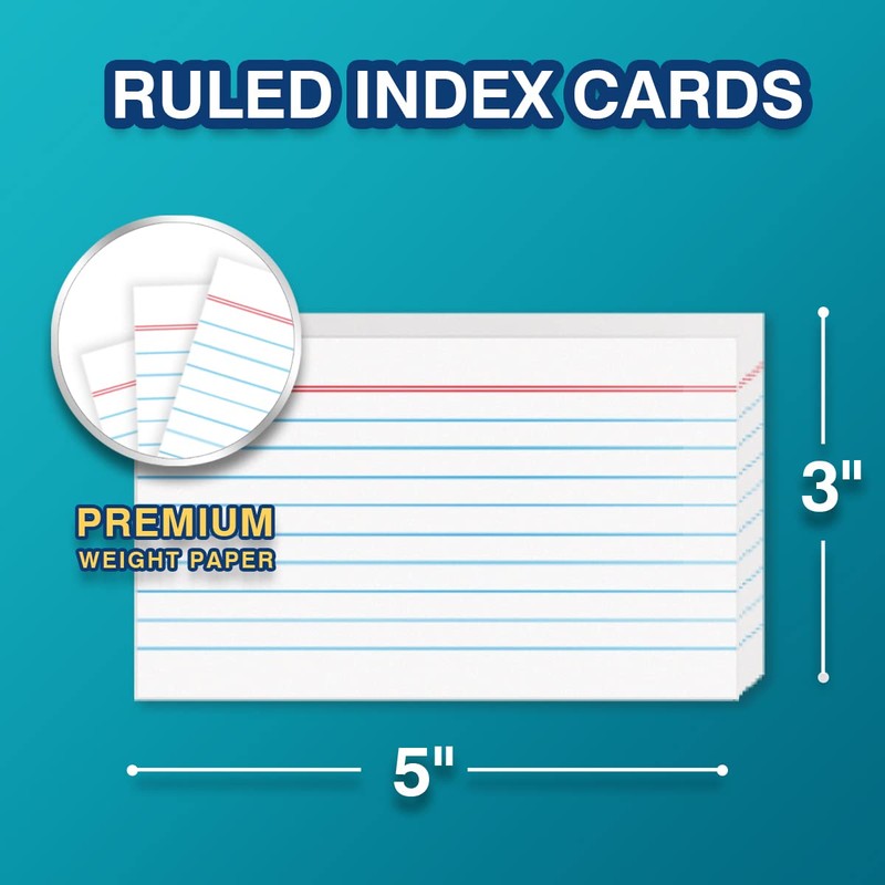 H4D 3x5 Index Card Holder with 100 Heavyweight Ruled Index