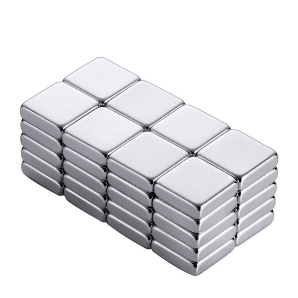 KLF Super Strong Magnet, Heat Resistant to 220 Degrees F, N52, Neodymium Magnets, Square / Round Shape, Storage Case Included (40 Pieces)