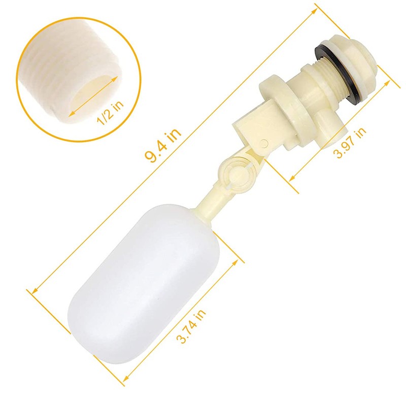 Float Valve 1/2" Shut Off Plastic Water Float Valve, Stable