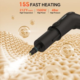 Heapsion Steam Cleaner, Steamer for Cleaning with 15s Fast Heat-Up, 6 Adjustable Levels, 12-Piece Accessories, 1500W Portable Steam Cleaner for Grout, Tiles, Kitchen, Car Detailing, Yellow