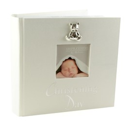 Christening Day Photo Album 6" x 4" Gift With 3D Teddy Icon