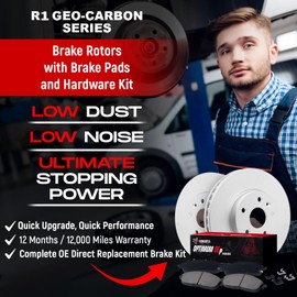 R1 Concepts Front Brakes and Rotors Kit |Front Brake Pads| Brake Rotors and Pads| Optimum OEp Brake Pads and Rotors |Hardware Kit|fits 2017-2023 Honda CR-V, HR-V