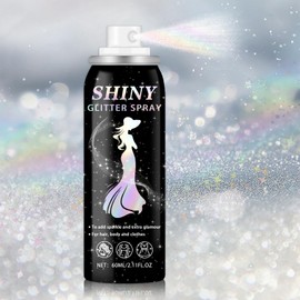IONSGAKO Body Glitter Spray, 60ML Shiny Glitter Spray for Hair Body and Clothes, Long-Lasting Quick-Drying Holographic Ultra Fine Powder Glitter Hairspray for Festival Rave Stage Prom 2.11 Fl Oz