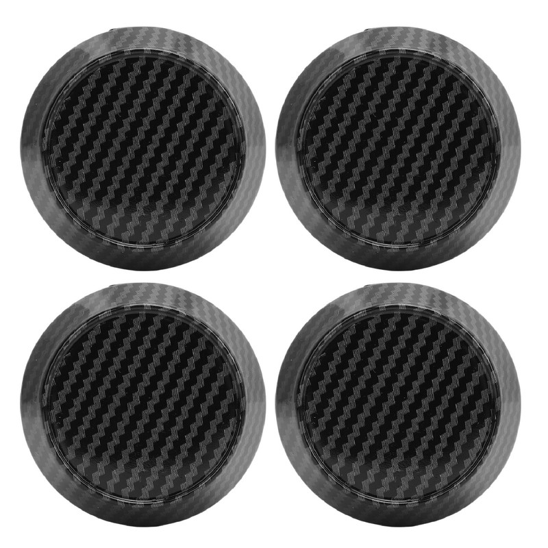 4 Pcs 60mm Wheel Center Caps Carbon Fiber Style Tyre