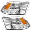 for 2009 2010 2011 2012 2013 2014 2015 2016 2017 2018 Dodge Ram Headlight Assembly compatible with 09-18 Ram 1500/10-18 Ram 2500 3500 Chrome Housing Amber Reflector Headlamp Replacement