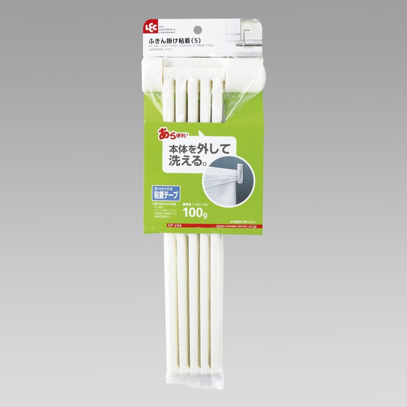 レック ふきん掛け 粘着 テープ 5本ホワイトKP-246