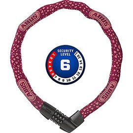 ABUS Tresor 1385/75 Cherry Heart Chain Lock, Hardened Steel Combination Lock, 6 mm Square Chain, ABUS Security Level 6, 75 cm, Red