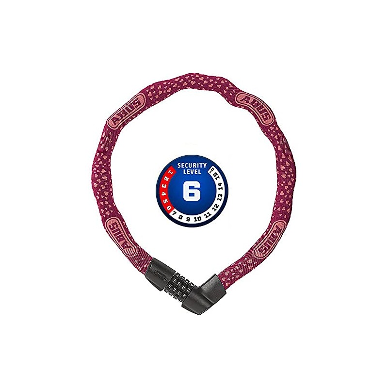 ABUS Tresor 1385/75 Cherry Heart Chain Lock, Hardened Steel Combination