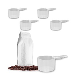 4 Pack – 2 Tablespoon Plastic Measuring Scoop – 1/8 cup / 29.6cc / 29.6 ml / 1 oz. – for Protein, Powders, Coffee, Milk Powder, Laundry Soap