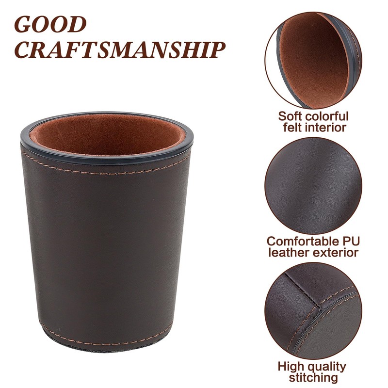 Gesserit Felt Lined PU Leather Dice Cups Set, 6 Quiet
