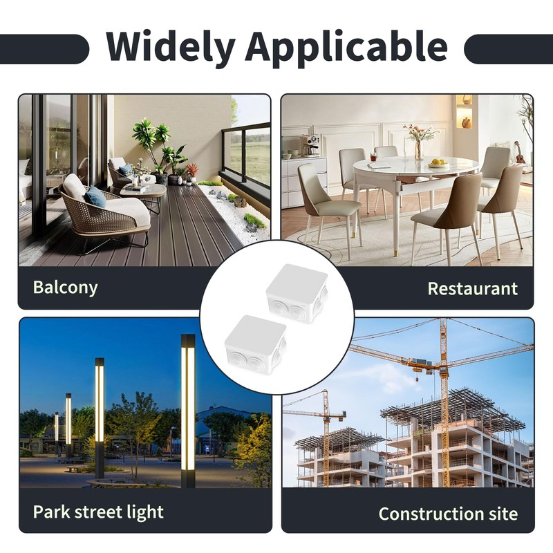 2 PCS IP55 Waterproof Junction Box, ABS Plastic Junction Box