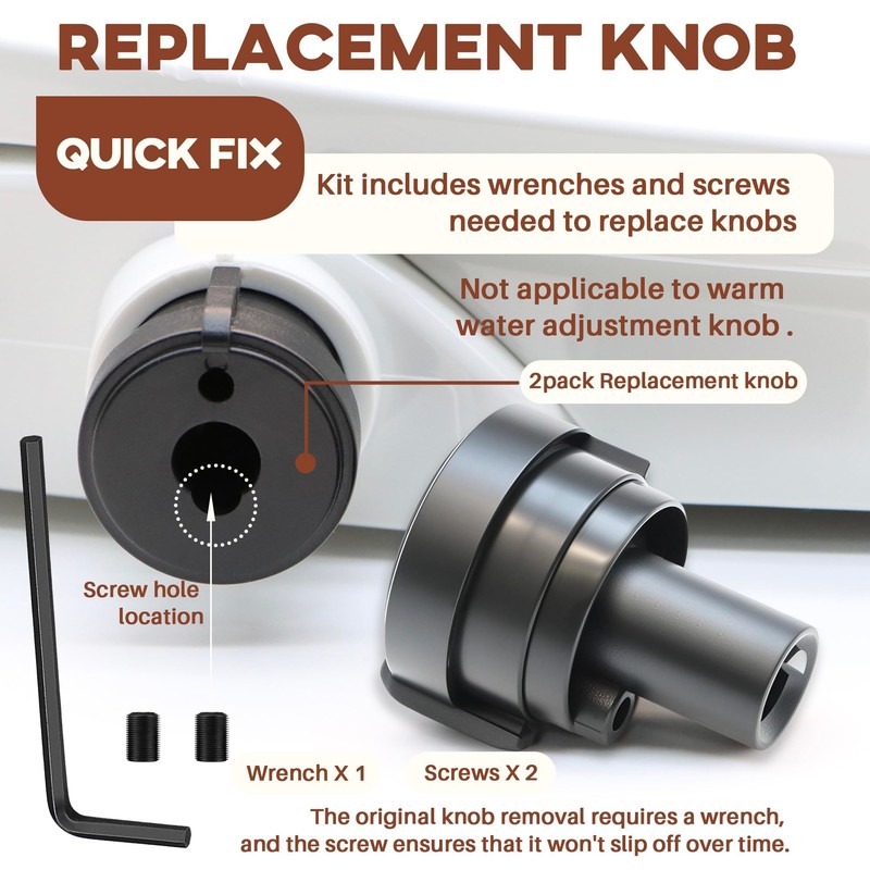 Terixe 2 Pack Replacement Knob for Brondell Bidet Toilet Seat,