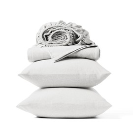 Coyuchi Organic Crinkled Percale Sheet Set, Alpine White (Twin)