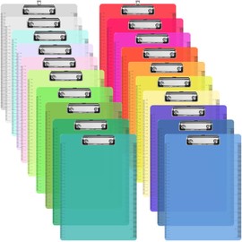 20 Pcs Plastic Clipboards Bulk with Scale Lines 20 Neon Colors Clear Colored Clip Board 12.5 x 9 in Standard A4 Letter Size Low Profile Clipboard Portable for Classroom Office Supplies Students