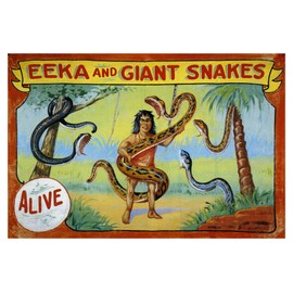 WONDERFULITEMS Canvas Eeka and Giant Snakes Alive Carnival Midway Fair Show 16" X 24" Image Size Vintage Poster Repro on Canvas Shipped Rolled UP