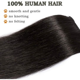 SEGO Clip-In Hair Extensions Thin Real Hair 100% Remy Human Hair Hairpiece Natural Black #1B-1 8 Inches (20 cm) 45 g