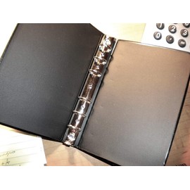 Little 6-Ring Vinyl Binder for 3-1/2 x 6 inch Sheets, Black with Single Lock Release (Like Mead 46032)