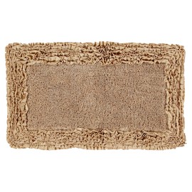 Better Trends Shaggy Border Collection is Ultra Soft, Plush and Absorbent Tufted Bath Mat Rug 100% Cotton in Vibrant Colors, 21" x 34" Rectangle, Beige