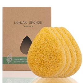 Esponjas faciales naturales de konjac (paquete de 4). Esponjas faciales suaves para todo tipo de piel. Exfoliante facial suave para uso diario.
