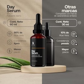 Sérum de Día para Rostro de 60 ml con 96% de Ingredientes Naturales, Suero Facial de Vitamina C, Ácido Hialurónico. Skincare Antiarrugas. Day Serum B 