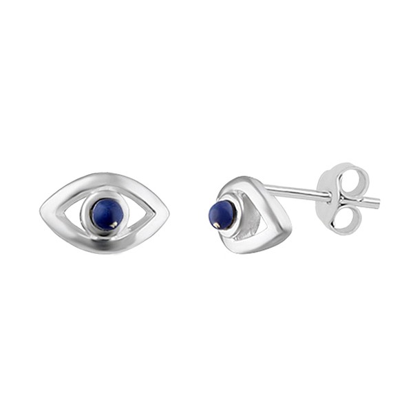 Sterling Silver Evil Eye Lapis Stud Earrings