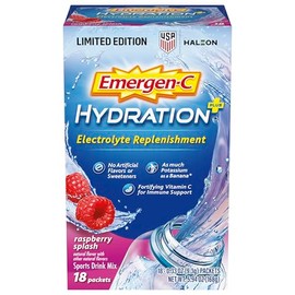 Emergen-C Hydration+ Sports Electrolyte Replacement Sports Drink Mix Powder with Vitamin C, Raspberry Splash Flavor, Back to School Essentials - 18 - 