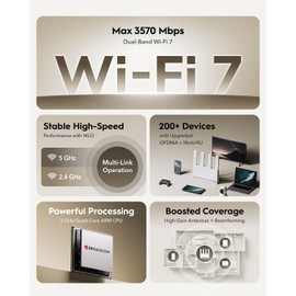 Cudy Dual Band BE3600 Wi-Fi 7 Router WR3600E 4 Gigabit Ports, 2.0 GHz Quad Core, 4 Antennas VPN Clients & Server, Cudy APP, Cloud Control