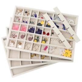 Stratalife Earring Organizer Stackable Jewelry Tray Drawer Organizer Removable Display Tray Organizer for Jewelry Necklace Earring Drawer Insert (40 Grid)