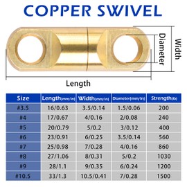 Heavy Duty Fishing Swivels Saltwater, 10Pcs Fast Rotating Copper Barrel Fish Swivel High Strength Swivel Connectors for Sea Ocean Fishing (9mm)