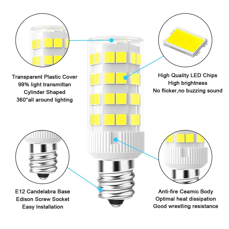 Lacnooe E12 LED Light Bulbs 5W Equivalent to E12 Candelabra