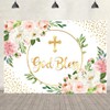 Ticuenicoa 7x5ft Pink Floral God Bless Baptism Backdrop for Girl