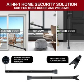 AceMining Upgraded Door Security Bar & Sliding Patio Bar, Heavy Duty Stoppers Adjustable Jammer for Home, Apartment, Travel (2 Pack,Black)