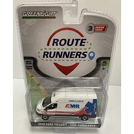 GREENLIGHT ROUTE RUNNERS 2019 FORD TRANSIT-AMR AMBULANCE 1/64