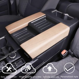 Car Central Control Armrest Protective Cover Compatible with Toyot@ Tundra/Sequoia 2022-2024 ABS Central Control Armrest Cover Waterproof Anti-Scratch Armrest Protector Pad (Pear Wood Grain)