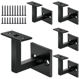 Crystmetal 5 X 304 Stainless Steel Handrail Brackets, Contemporary Stair Railing Brackets (Matte Black)