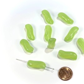 PRECIOSA Czech Fancy S-shaped Glass Beads 27x12mm Light Green 10 pieces CL1024