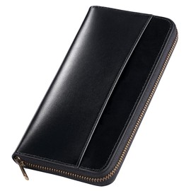 Alice & Elmer Men's Long Wallet, Tochigi Leather, Made by Leading Wallets Artisans Genuine Leather, Large Capacity, YKK Zipper, Women's Wallet, Cowhide Leather, Coin Purse, Compact, Simple, Solid,