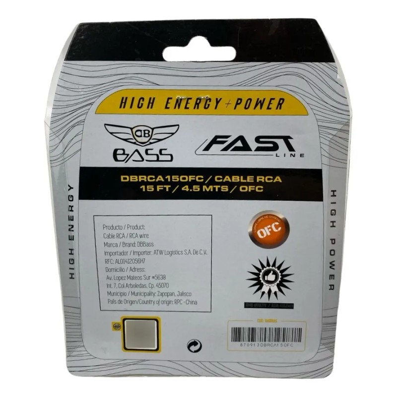 Cable Rca 15 Ft Ofc 4.5m Db Bass Dbrca15ofc