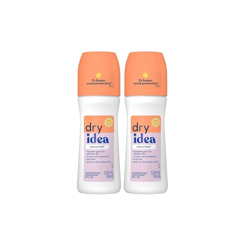 Dry Idea Antiperspirant & Deodorant Roll On, Unscented 3.25 oz,
