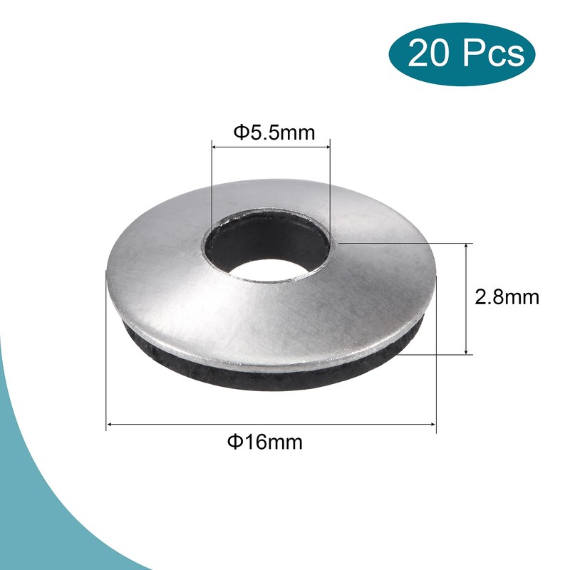 sourcing map Bonded Sealing Washers 16x5.5x2.8mm Stainless Steel EPDM Rubber