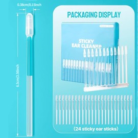 BFQZ 24 Pcs Sticky Cotton swabs Professional Ear Cleaner Set Earwax Removal Tool, Reusable Ear Wax Removal, Dry Ear Cleaning Kit, Professional Ear Wax Remover for Adults Kids Home Use Ear Pick