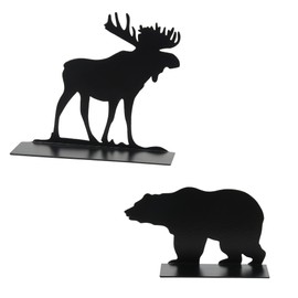 Department 56 Village Collection Accessories Wild Animal Moose and Bear Silhouette Figurine Set, 3.5 and 2 Inch, Black