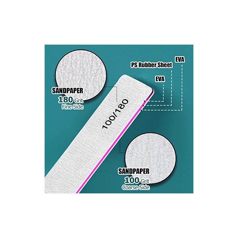 FANDAMEI Double Sided Nail Files, 15pcs Nail Styling Tools -