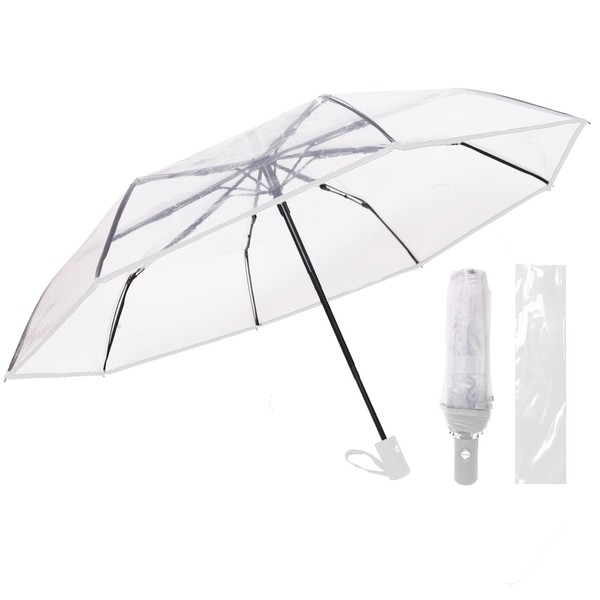 TVVTO Automatic Transparent Folding Umbrella, Convenient, Durable, Transparent and Fashionable,