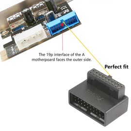 FENGHAISHUN 90 Degree USB 3.0 Motherboard Adapter 19 Pin/20 Pin Male to Female L Turn Right Angle Socket Extension Coupler for Desktop Motherboard Up Angle PH19A