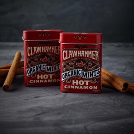 Clawhammer Organic Mints - Naturally Flavored Breath Mints - Intense Breath Freshening Cinnamon Mints - Hot Cinnamon, 30 Count Tin (Pack of 12)