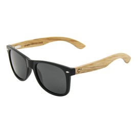 C3 Natural Wood Temple Rectangle Plastic Frame Polarized UV Protection Sunglasses for Men and Women for Hiking Driving and Gift(Black/Grey)