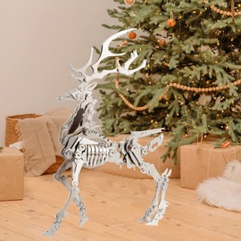 Madsteel Metal Model Kits for Adults Large Elk Christmas Deer 3D Steel Finished or DIY Joint Mobility Miniature Puzzle Toys Splicing Hobby Building (Non-Finished Model)