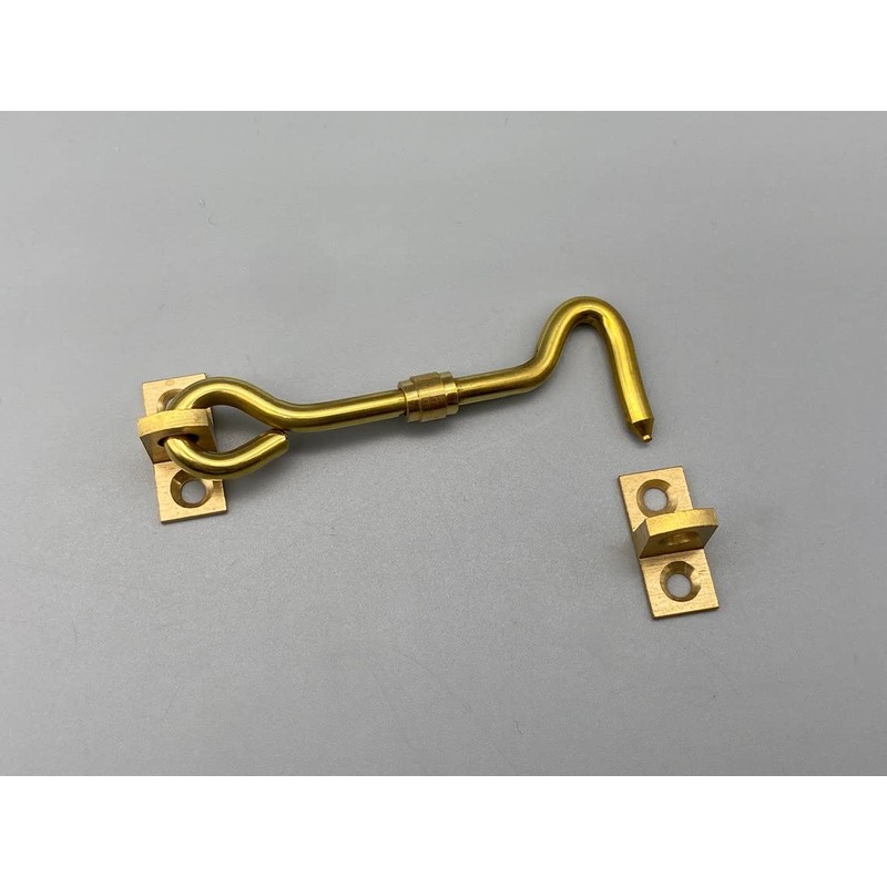 TERF® 75mm Polished Brass Cabin Door Hook and Eye Lock