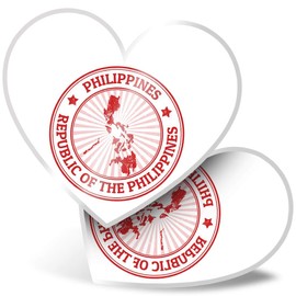 2 x 7.5cm Heart Stickers - Republic of The Philippines Travel Map Decals 4730